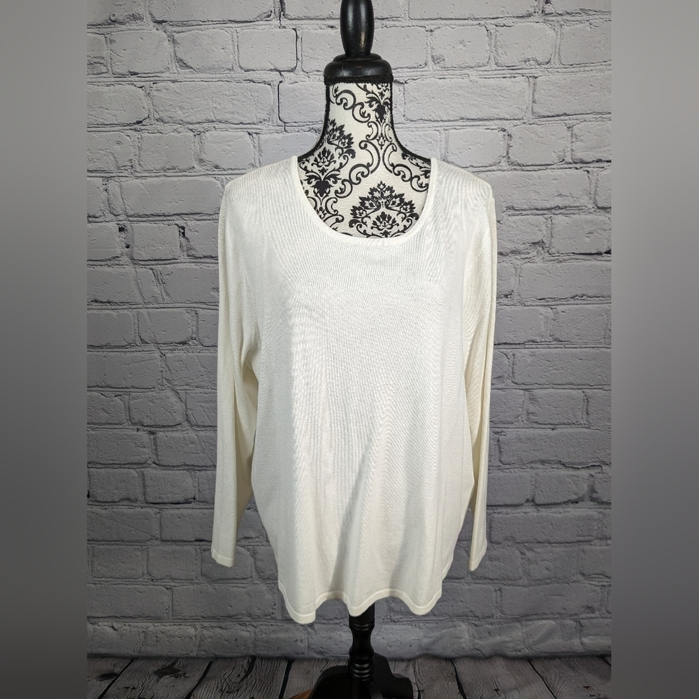 Chico's women's long sleeve stretch knit zip back popover sweater size 4 NWT b26